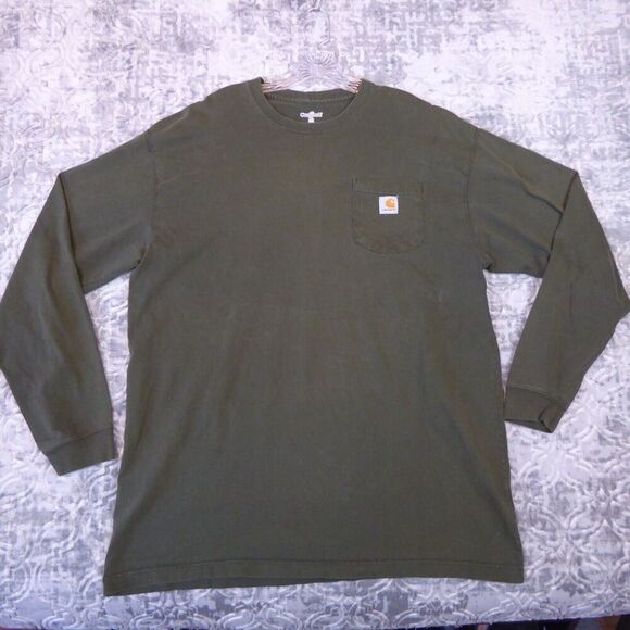 Carhartt Shirt Mens XLT Green Relaxed Fit Short Sleeve Pocket Work Grunge - Picture 1 of 9